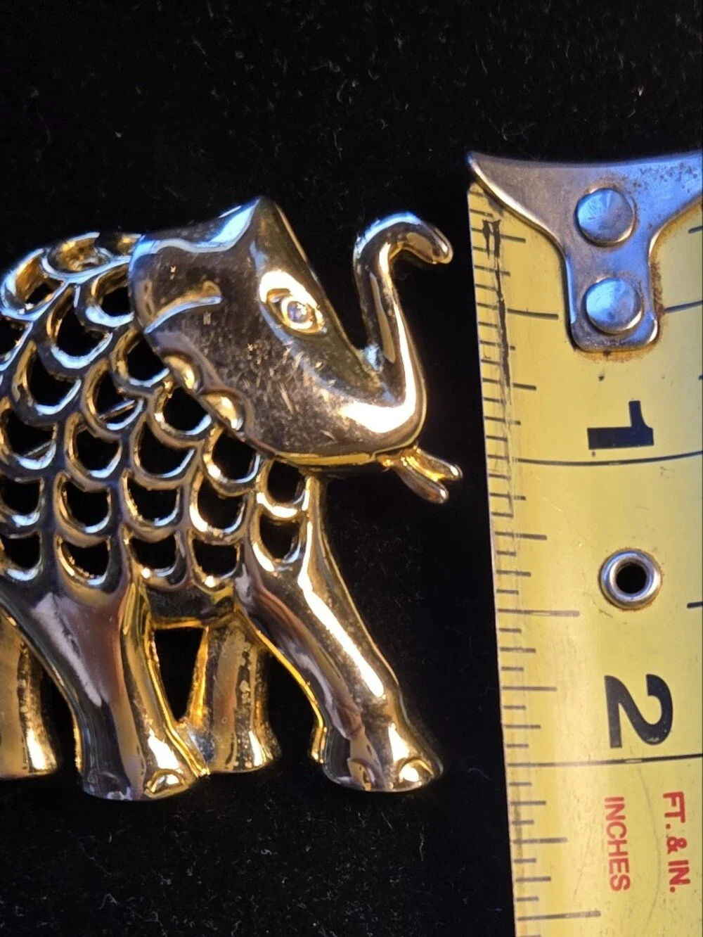 Gold Tone Elephant Brooch